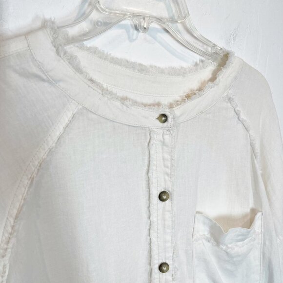 We the Free People Keep it Simple Button Down off White shirt Size S Linen blend - Picture 10 of 12